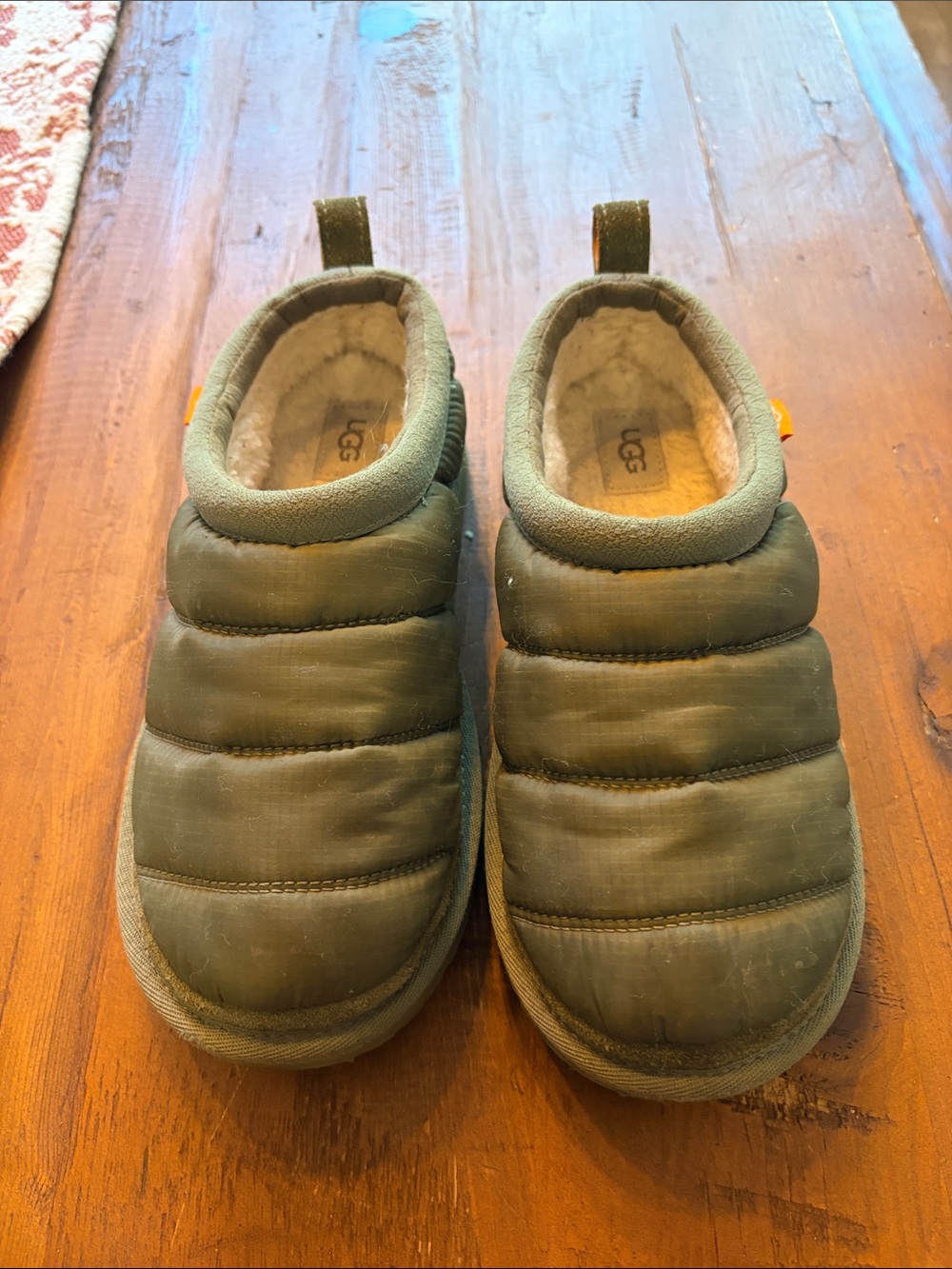 UGG Kids Olive Green Quilted Slip-On Clog Slippers